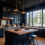 plava rustik kuhinja od medijapana