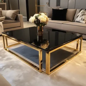 stakleni zlatni klub sto